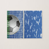 Voetbal en netto legpuzzel (Horizontaal)