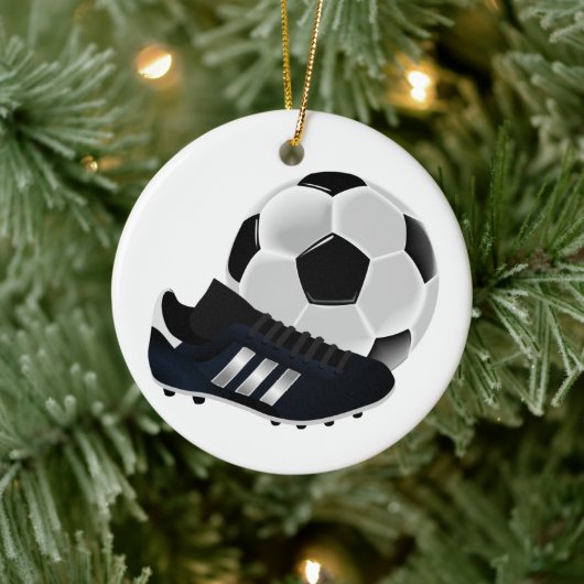 Voetbal en Schoen Kerstmis Keramisch Ornament (Boom)