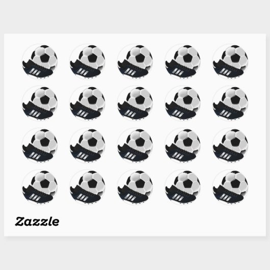 Voetbal en schoen ronde sticker (Vel)