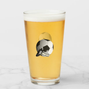 Voetbal en schoenen, glas