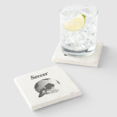 Voetbal en schoenen, stenen onderzetter (Zijkant)