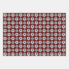 Voetbal en Snowflake Red en Black Kerstmis Inpakpapier Vel