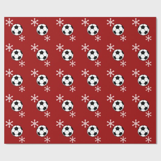 Voetbal- en Snowflake-vakantiewerkpapier Cadeaupapier (Vlak)