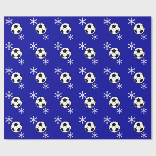 Voetbal- en Snowflake-vakantiewerkpapier Cadeaupapier (Vlak)