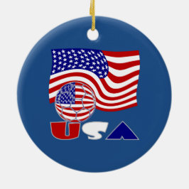 VOETBAL en vlag van de VS Keramisch Ornament