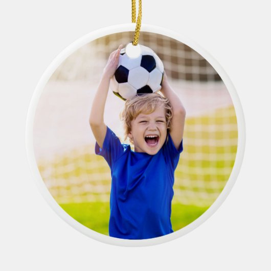 Voetbal en Voetbal Speler Foto Keramisch Ornament (Voorkant)