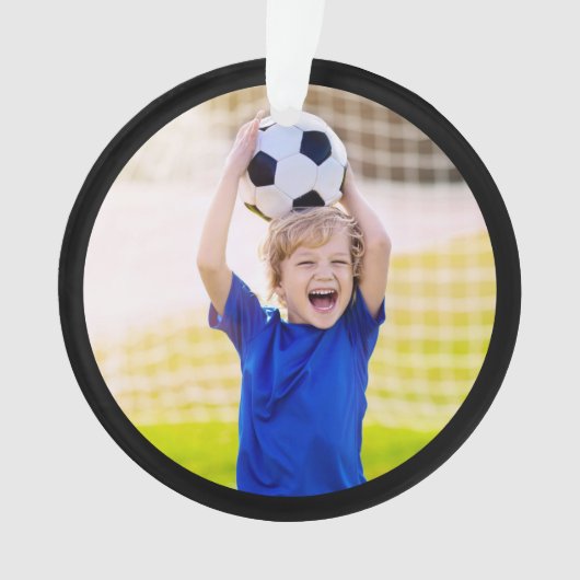 Voetbal en Voetbal Speler Foto Ornament (voorkant)
