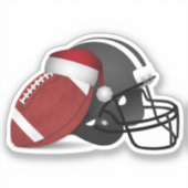 Voetbal en Voetbalhelm Kerstmis Sticker (Voorkant)