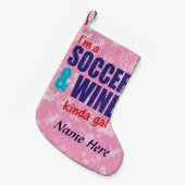 Voetbal en wijn grappige kerststeniging kleine kerstsok (Voorkant (Hangend))