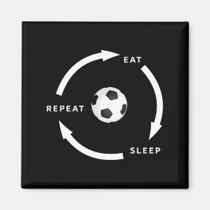 Voetbal Eten Slapen Herhalen Sport Fan Uitdrukking Magneet