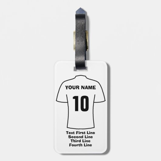 Voetbal Fan Bagagelabel - met Witte Shirten (Achterkant verticaal)