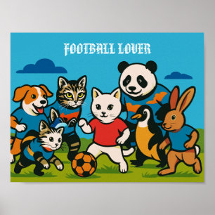 VOETBAL FAN Dieren Thema Muurdecoratie Poster