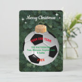 Voetbal Fan gepersonaliseerd Ornament Kerstmis Kaa Bedankkaart (Staand voorkant)