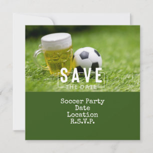 Voetbal Feest met bal en Bier op groen Kaart