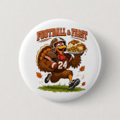 Voetbal & Feestkalkoen Ronde Button 5,7 Cm (Voorkant)