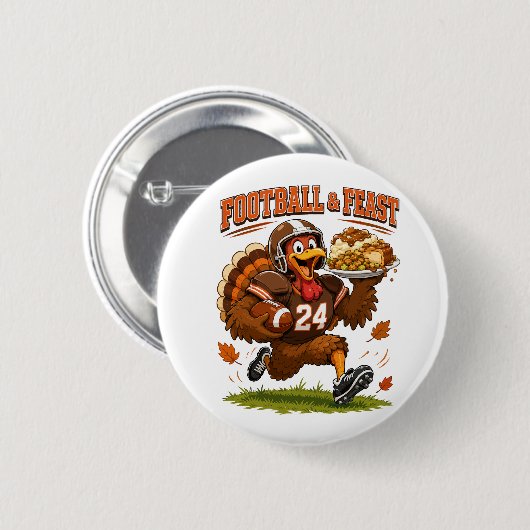 Voetbal & Feestkalkoen Ronde Button 5,7 Cm (Voorkant /achterkant)