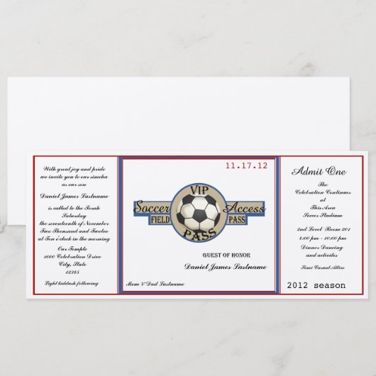  Voetbal Field Pass op viltpapier Kaart (Voorkant / Achterkant)