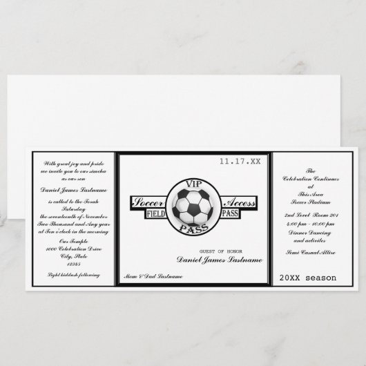 Voetbal Field Pass Zwart-wit Kaart (Voorkant / Achterkant)