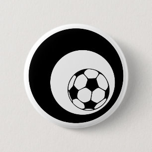 voetbal, fietsen. ronde button 5,7 cm