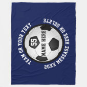 Voetbal fleece deken in 3 maten Uw KLEUREN, TEKST (Voorkant)
