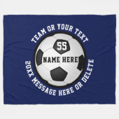 Voetbal fleece deken in 3 maten Uw KLEUREN, TEKST (Voorkant (Horizontaal))
