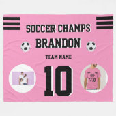 voetbal fleece deken roze foto's gepersonaliseerd  (Voorkant (Horizontaal))