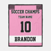 Voetbal Fleece Deken roze gepersonaliseerde speler (Voorkant)