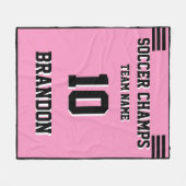 Voetbal Fleece Deken roze gepersonaliseerde speler (Voorkant (Horizontaal))