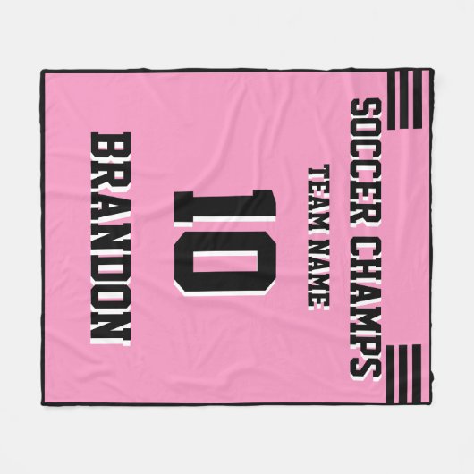 Voetbal Fleece Deken roze gepersonaliseerde speler (Voorkant (Horizontaal))