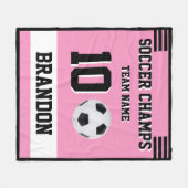 Voetbal Fleece Deken roze gepersonaliseerde speler (Voorkant (Horizontaal))