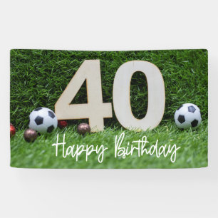 Voetbal Football 40e verjaardag op groengras Spandoek
