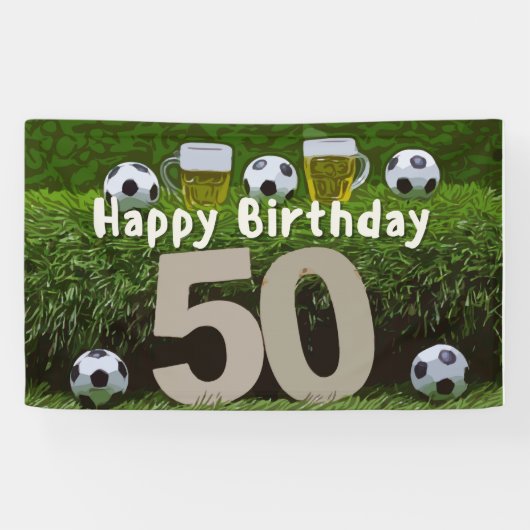 Voetbal Football 50e verjaardag met bal Spandoek (Horizontaal)
