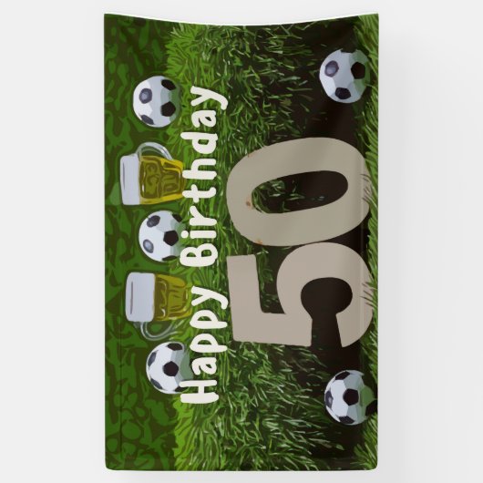 Voetbal Football 50e verjaardag met bal Spandoek (Verticaal)