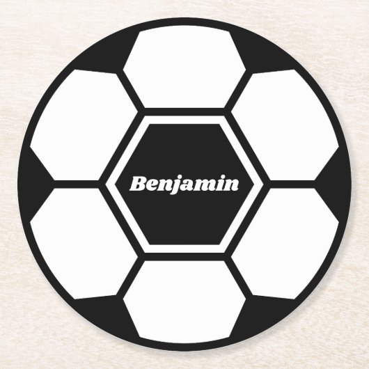Voetbal football aangepaste naam Classic Ronde Kartonnen Onderzetter (Voorkant)