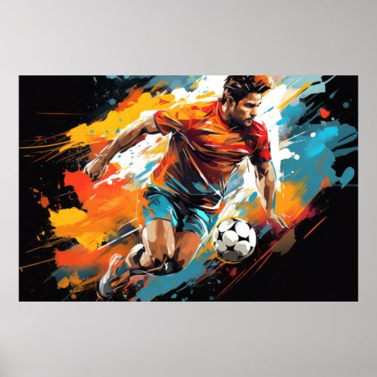 Voetbal Football Actie Sport Schilderen Abstracte  Poster (Voorkant)