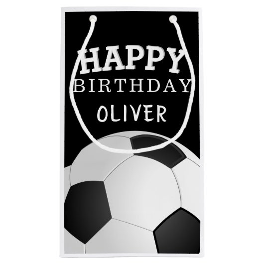 Voetbal Football Bal Happy Birthday Kinder naam Klein Cadeauzakje (Achterkant)