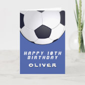 Voetbal Football Ball Blue Boy Happy Birthday Kaart (Voorkant)
