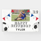 Voetbal Football Ball Flags Foto Verjaardagsfeest Spandoek (Horizontaal)