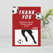 Voetbal Football Ball Red Dank je Coach Kaart (Staand voorkant)
