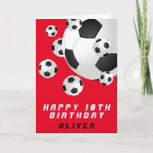 Voetbal Football Ball Red Kinder Boy Happy Birthda Kaart (Voorkant)