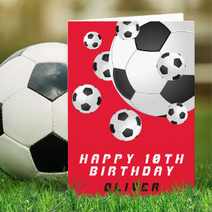 Voetbal Football Ball Red Kinder Boy Happy Birthda Kaart