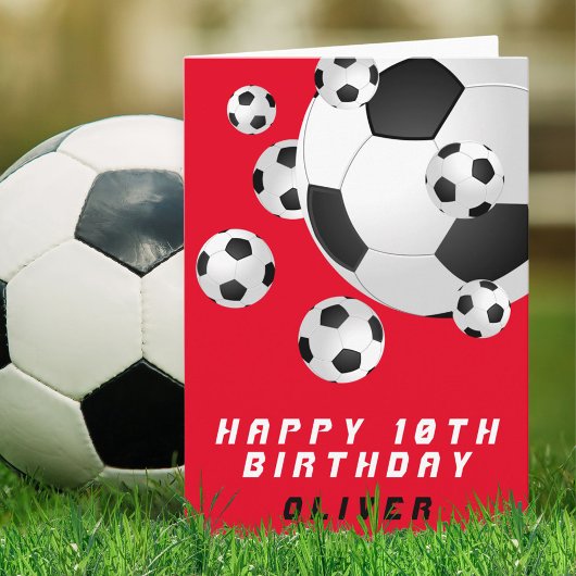 Voetbal Football Ball Red Kinder Boy Happy Birthda Kaart