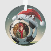 Voetbal Football Ball Santa Hat Kerstfoto Ornament (achterkant)