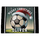 Voetbal Football Ball Santa Hoed Naam Kerst Groot Cadeauzakje (Voorkant)