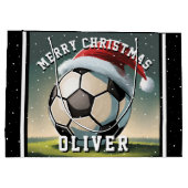 Voetbal Football Ball Santa Hoed Naam Kerst Groot Cadeauzakje (Achterkant)