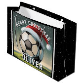 Voetbal Football Ball Santa Hoed Naam Kerst Groot Cadeauzakje (Voorkant Gekanteld)