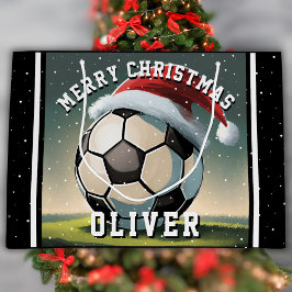 Voetbal Football Ball Santa Hoed Naam Kerst Groot Cadeauzakje
