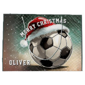 Voetbal Football Ball Santa Hoed Vrolijk Kerstfees Groot Cadeauzakje (Achterkant)