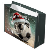 Voetbal Football Ball Santa Hoed Vrolijk Kerstfees Groot Cadeauzakje (Voorkant Gekanteld)