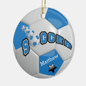 Voetbal Football Ball Star Speler | Blauw Keramisch Ornament (Links)